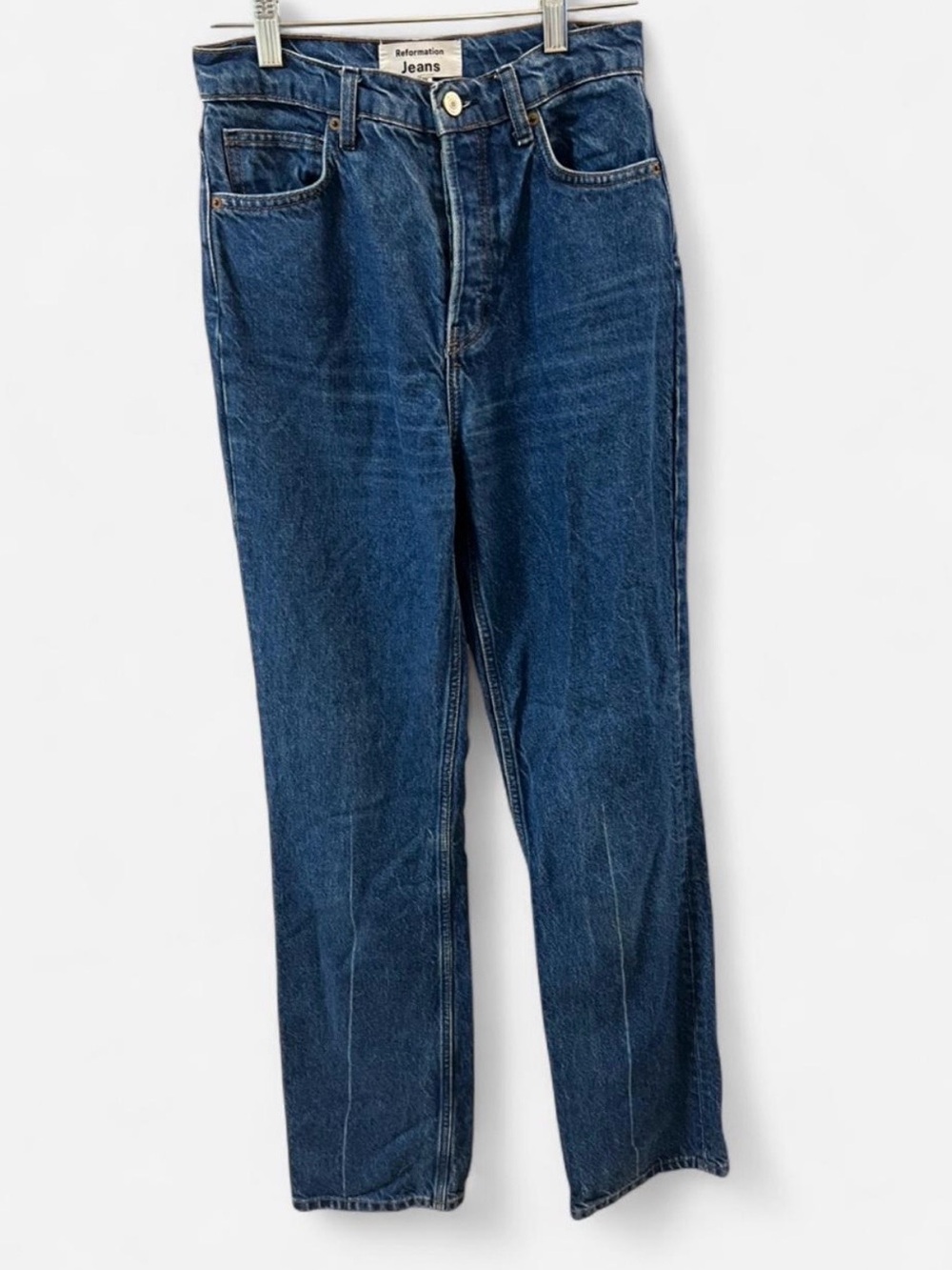 Reformation High-Rise Straight Jeans Size 25 with Long 31” Inseam Button Fly - Picture 4 of 8